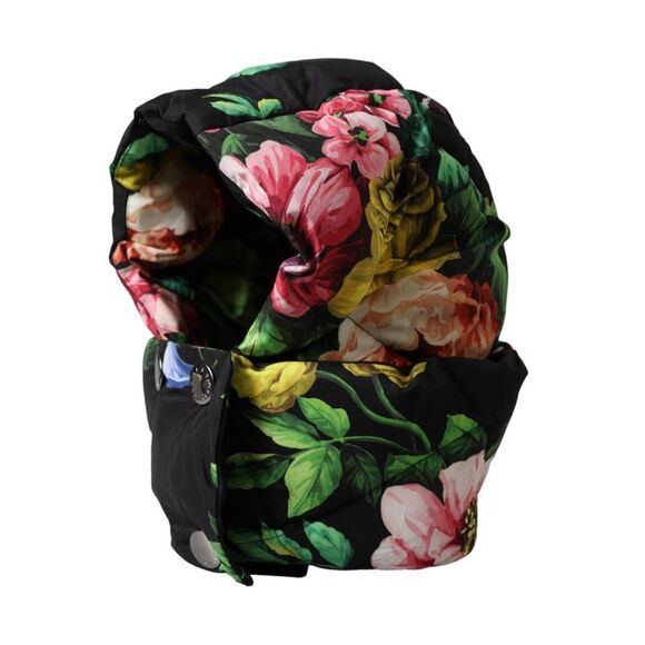 Dolce & Gabbana Floral Print Hooded Down Jacket Women Black Hats - Picture 3 of 6